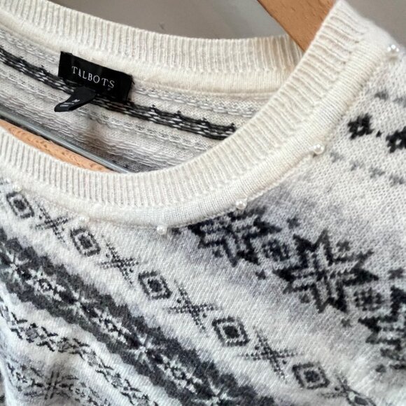 Talbots Snowflake Fair Isle Wool Blend Sweater- Size M - Picture 2 of 5